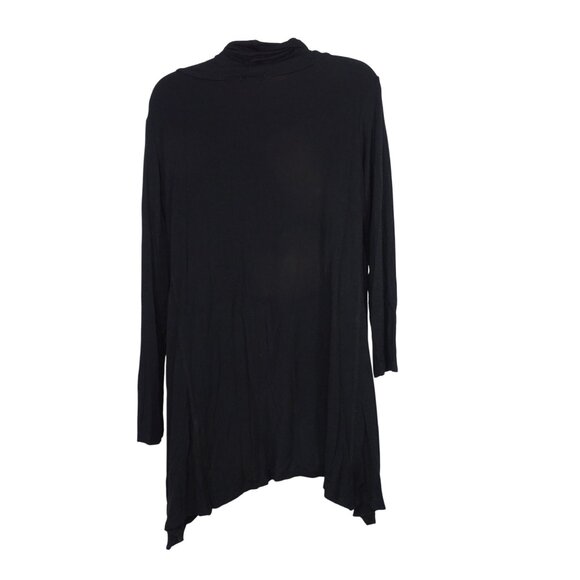 Cha Cha Vente Black Long Sleeve Cowl Neck Tunic Top Women Size M Asymmetric - Picture 4 of 10